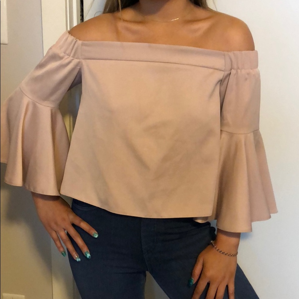 FORSALE- Topshop Petite Off Shoulder Pink Crop top